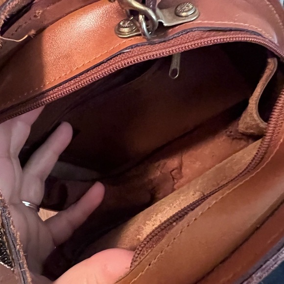 Vtg Princess Tooled Leather Bag Made In Korea Hieroglyphics Aztec Look - Picture 3 of 4